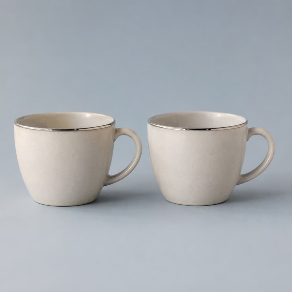 Tea Pair Set 250 ml × 2 — Two lustre-rimmed cups — not for the microwave
